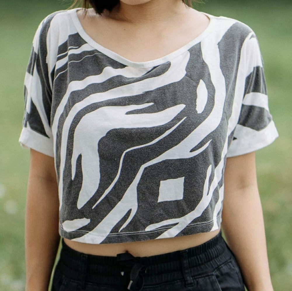 2 for $15: Zebra-print batwing crop top